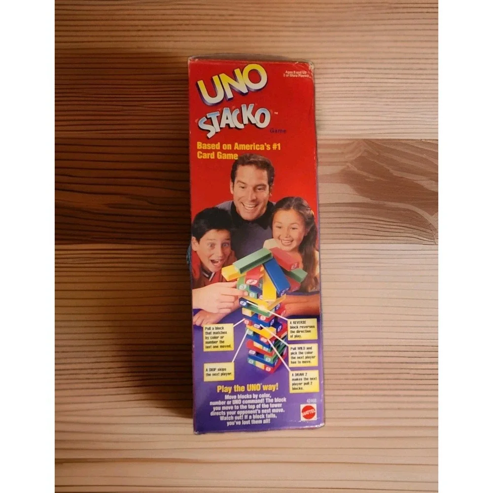 Vintage Uno Stacko Game EUC  Complete Mattel 1999‎ Stacking Blocks Game